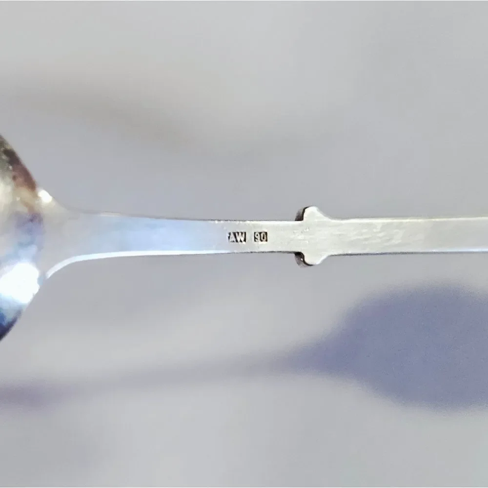 Vintage Coin Silver Austrian Ornamental Crest Decorative Souvenir Mini Spoon